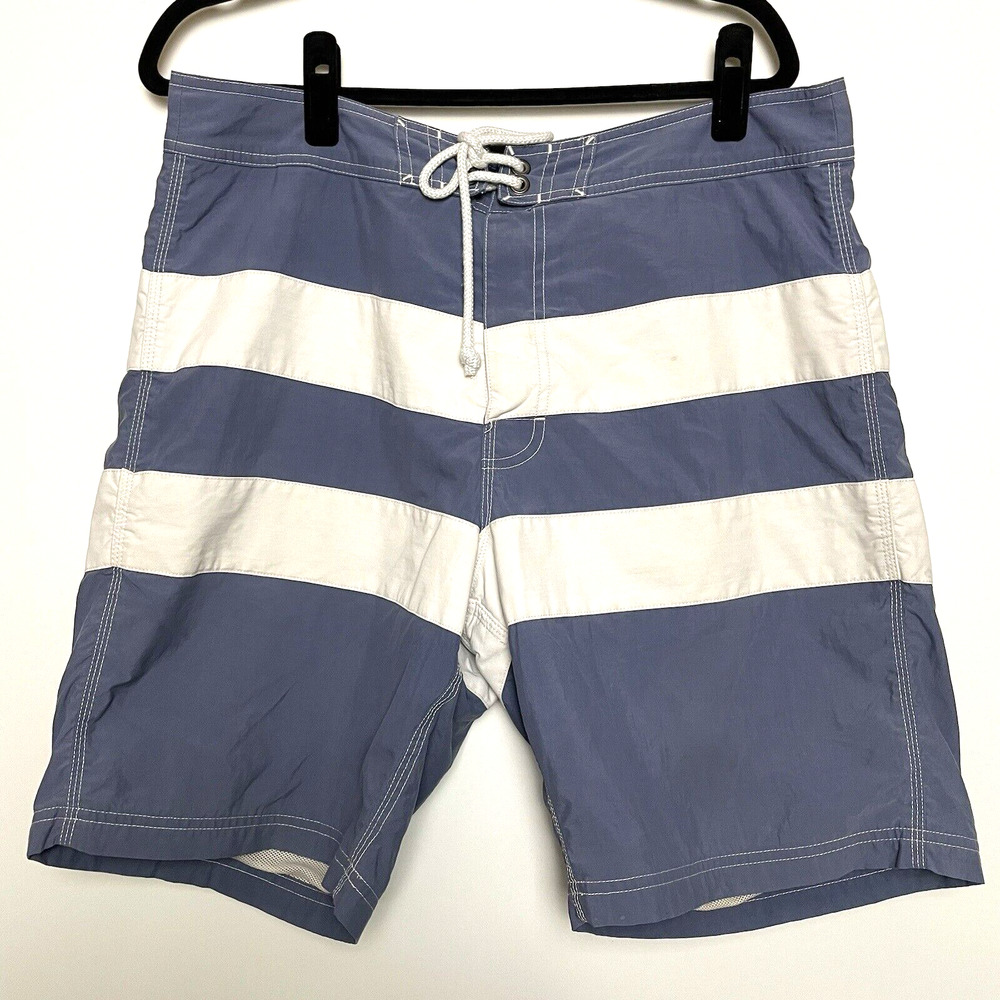 J. Crew The Original Longboard Swim Trunks Men’s Size 33 Blue White Classic